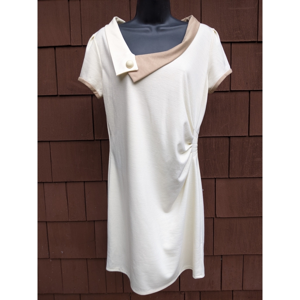 Vintage 70s cream midi sleeve wiggle dress large